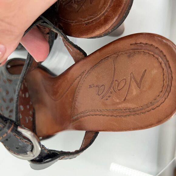 Naya Alpine Sandal Women's Size 10 M Black Leather Tooled Block Heel Slingback - Picture 12 of 16